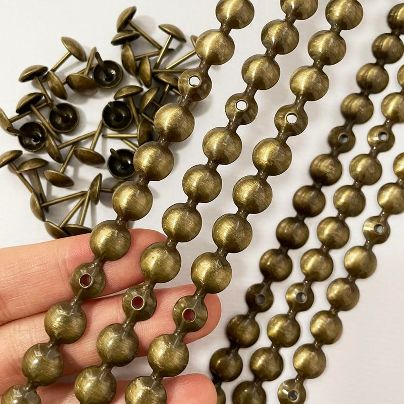 [Australia - AusPower] - Let's Decorate 10 Meters D9.5mm Brass Plated Decorative Nail Strips/Nailhead Trims,Upholstery Sofa Tacks,Loosing Tacks Matched (B:9.5mm Brass) 9.5mm B:9.5mm brass 