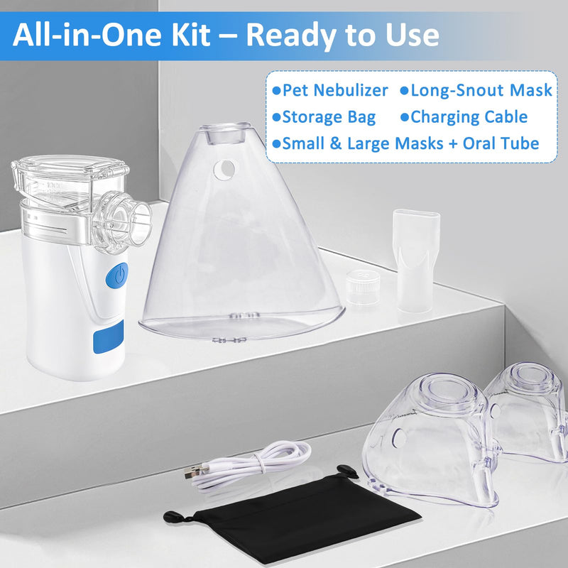 [Australia - AusPower] - Nebulizer for Dogs Handheld Dog Nebulizer – Portable Pet Device with Dog Mask, USB Rechargeable, Quiet Operation 