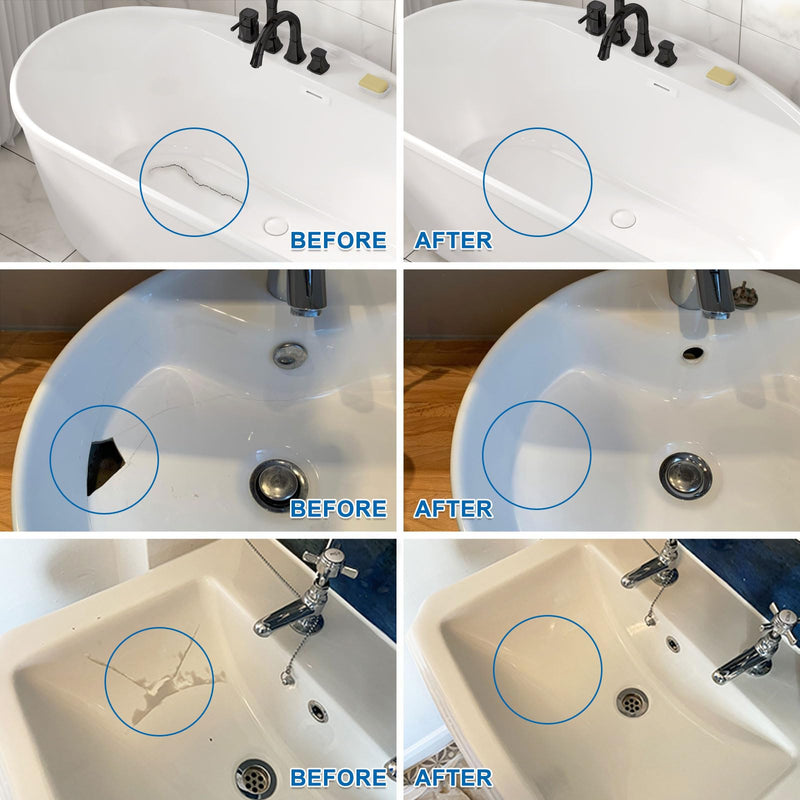 [Australia - AusPower] - Fiberglass Tub Repair Kit (Color Match), Porcelain Sink, Fiberglass Shower and Acrylic Bathtub Repair Kit White, Quick to Fix Cracks, Chips, Dents, Holes on Bath Tub & Toilet, Almond/Biscuit/Bone 