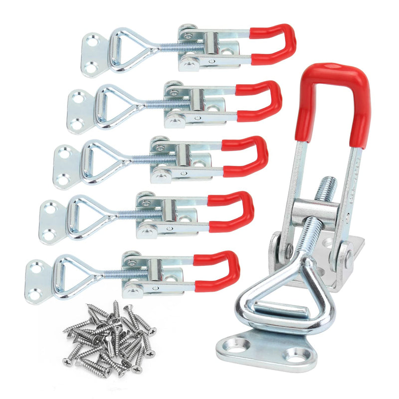 [Australia - AusPower] - 6 Pieces Adjustable Toggle Clamps, Heavy Duty Toggle Latch Clamps, Pull Latches for Doors, Cabinets, Wooden Boxes, 150Kg 330Lbs Holding Capacity with Screws 6 