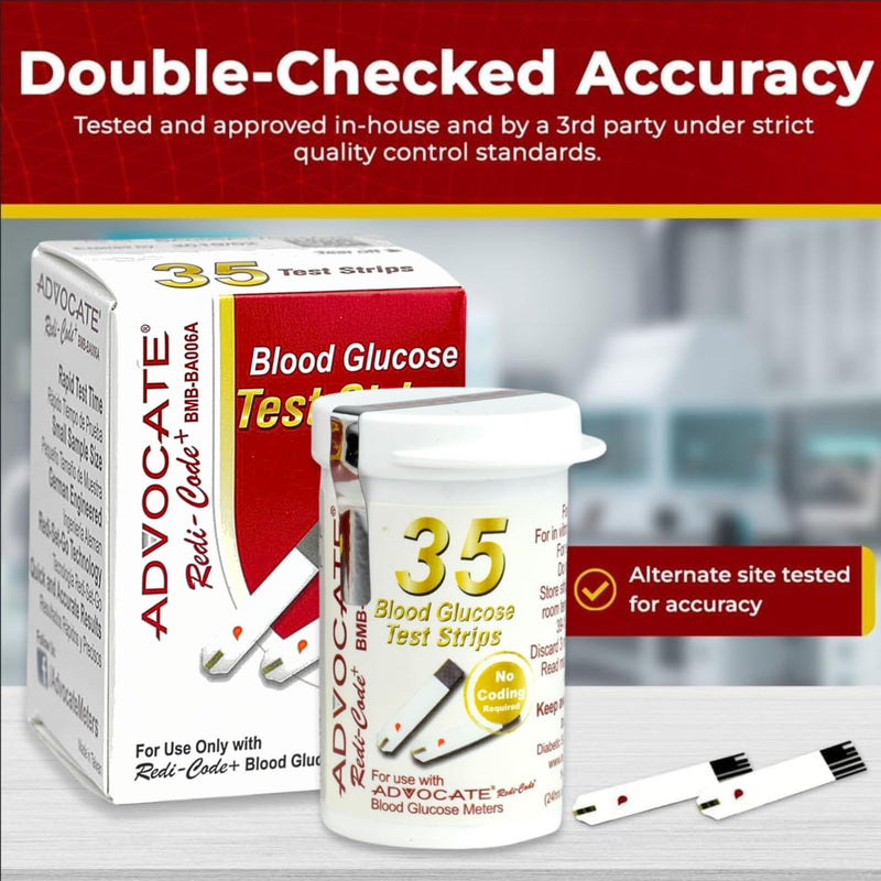 Redi-Code Test Strips 105 Count, No Manual Coding, Glucose Test Strips, Blood Sugar Testing, Small Sample Size Blood Sugar Test Strips, Quick & Accurate Blood Sugar Management (3 Boxes of 35 Strips) 1 Count (Pack of 105)