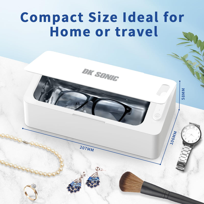 DK SONIC 450ML Ultrasonic Cleaner,24W Household Ultrasonic Jewelry Cleaner with 3 Times Modes and One-Touch Operation for Cleaning Jewelry,Eyeglasses,Coins