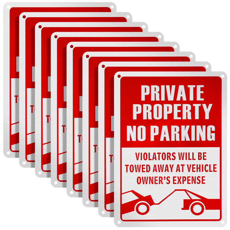 Lounsweer 8 Pcs No Parking Sign 14 x 10 Inch Metal Reflective Private Property Sign Violators Will Be Towed Rust Free Aluminum, UV Protected, Weather Resistant, Waterproof, Durable Ink, Easy to Mount