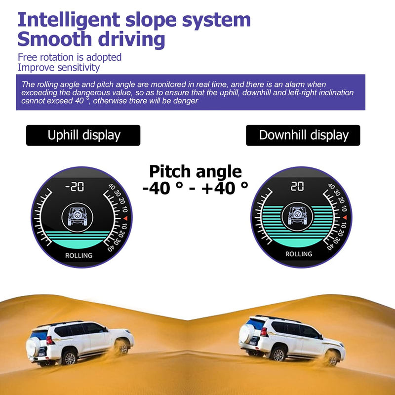 [Australia - AusPower] - Digital Car Inclinometer, Intelligent Level Tilt Gauge Angle Slope Meter with HD Display, HUD Head Up Pitch Angle Gauge Battery Voltage Monitor for Off-Road SUV Vehicles 