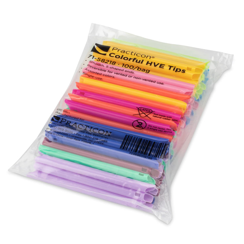 [Australia - AusPower] - Practicon Colorful HVE Tips, Dental High Volume Evacuator Disposable Tip, Pack of 100 