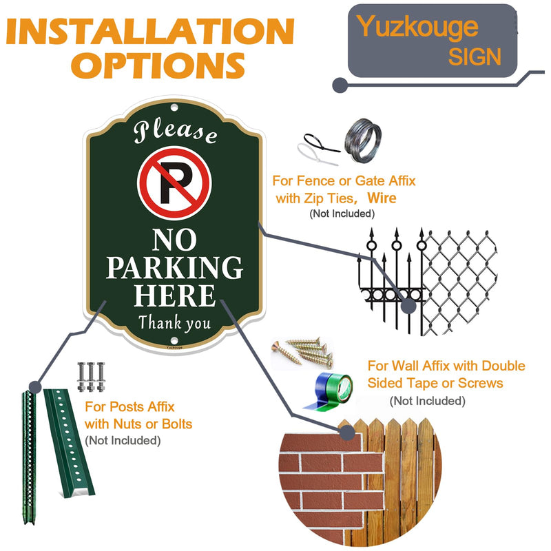 Please No Parking Here Sign - 2 Pack, 10” x 14” Rust Free Aluminum Private Drive Sign, Weatherproof, Fade Resistant, Easy Mounting.
