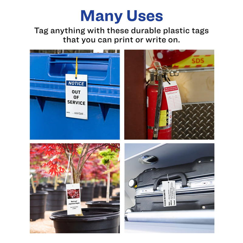 [Australia - AusPower] - Avery UltraDuty Printable Plastic Hang Tags, 5.5" x 2.83", White Blank Tags, 50lb Pull-Strength, 60ct (62400) 
