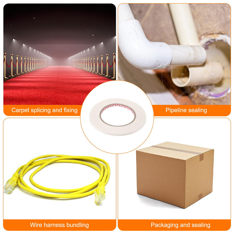 HARFINGTON 4 Rolls White Electrical Tape 1/4" x164ft(6mmx50m) 0.2mm Thick Thick Vinyl Wire Harness Cloth Tape Heat Resistant & High Adhesive for Electrical Repairs Cable Fixed Carpet Seaming 1/4"x164ft