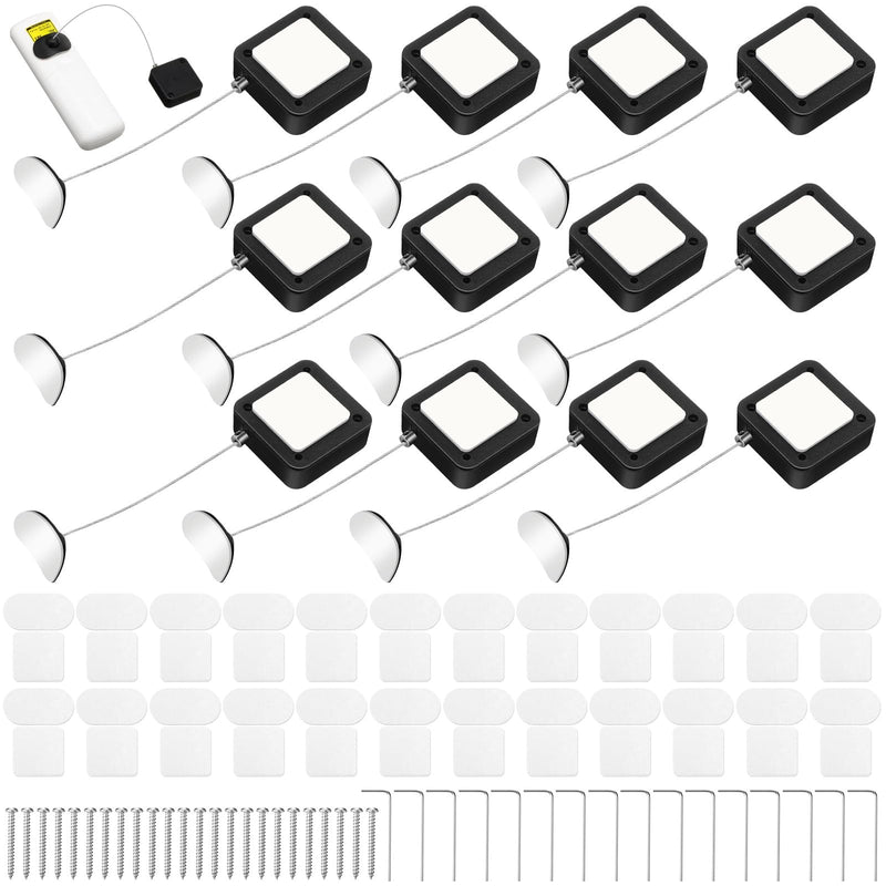 Mimorou 12 Pcs 6.5 ft Retractable Security Cable Lock with Double Sided Adhesive and Screws TV Remote Control Tether Cord Leash Anti Lost Rope Security Lanyard Lock for TV Tablets Showroom