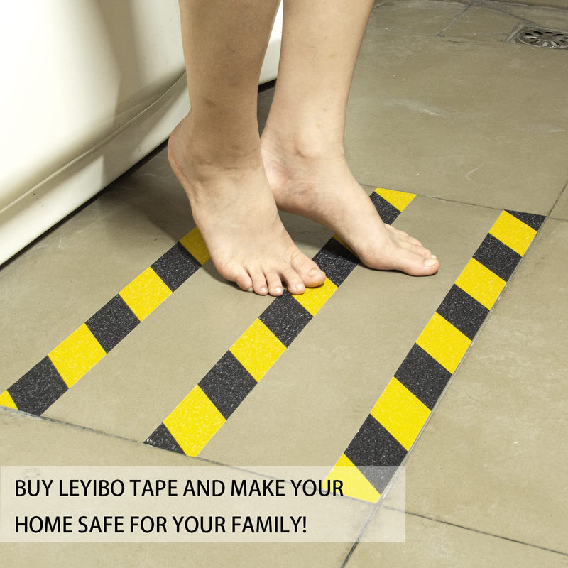 Anti Slip Tape with Roller, 5” x 35Ft, Non Slip Safety Grip Tape for Stair Step Outdoor/Indoor, Waterproof Non Skid Tape for Bathtub, Boat, Pool, Comfortable for Bare Feet, Caution Yellow/Black 5" x 35' + Roller Yellow and Black 1