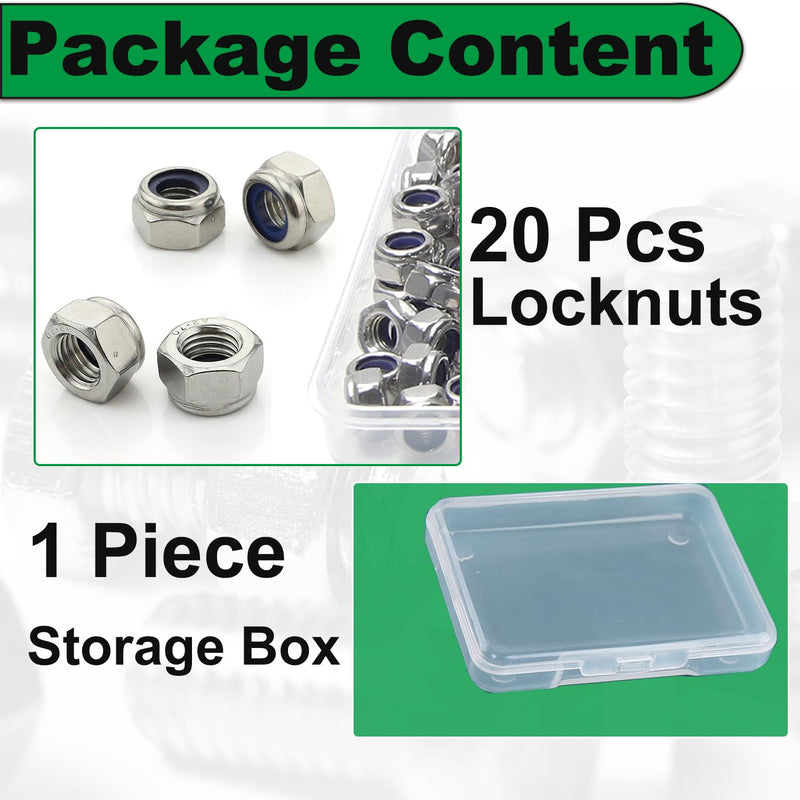 [Australia - AusPower] - M8 1.25 Locknuts Metric Nylon Inserted Hex Lock Nuts Self-Lock Nylon Insert M8x1.25mm 304 Stainless Steel Self Locking 13mm Hex Nut Driver Nut Right Hand M8-1.25 20 Pcs M8-Stainless Steel 