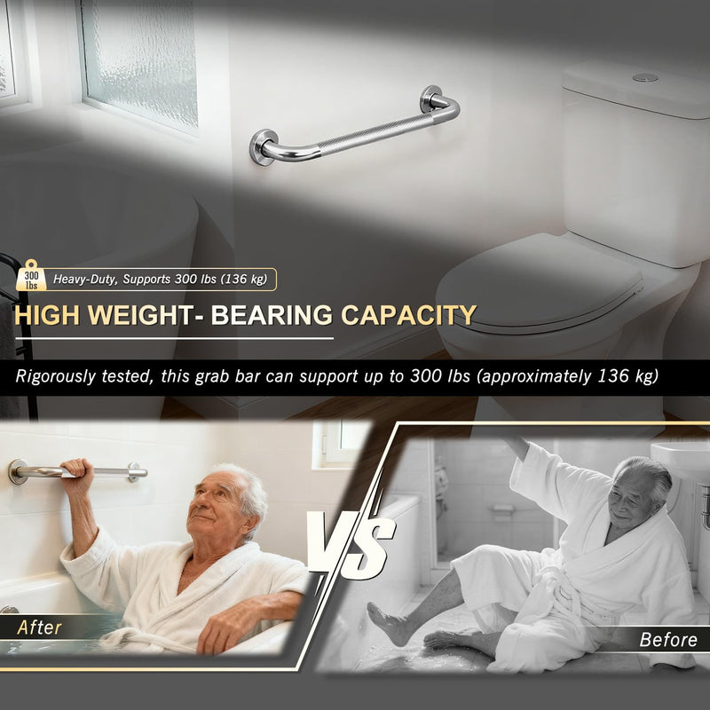 supregear Grab Bars for Bathtubs and Showers, Anti Slip Bathroom Grab Bars for Seniors, 304 Stainless Steel Safety Shower Handle, Toilet Handicap Elderly Assist Bathroom Wall Handle, 20 inch