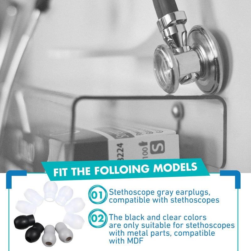 [Australia - AusPower] - TrelaCo 10 Set 3 Sizes S/M/L Soft Ear Tip Pieces Earbud Replacement Parts Stethoscope Ear Pieces with 8 Pairs Stethoscope Ear Tip 2 Pairs Gray Ear Bud Cover Compatible with 5mm and 6mm Stethoscopes 