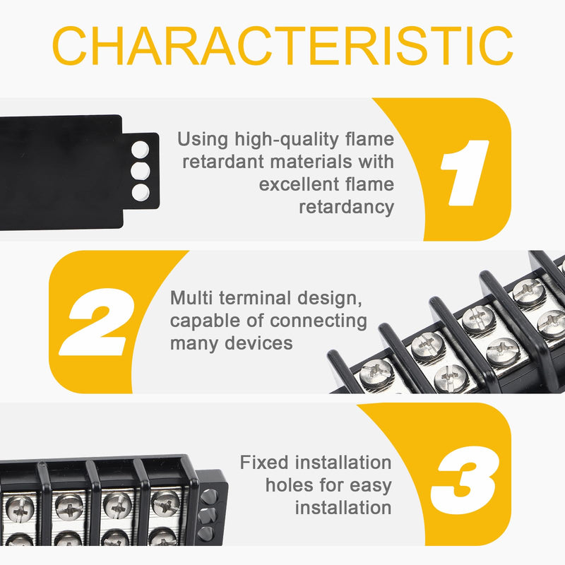 [Australia - AusPower] - GLOSO Marine Terminal Blocks TBD Double Row Stainless 10-22 AWG Cu, 30A/600V- 1 Pack, 6 Poles 6P 30A/600V, M4 