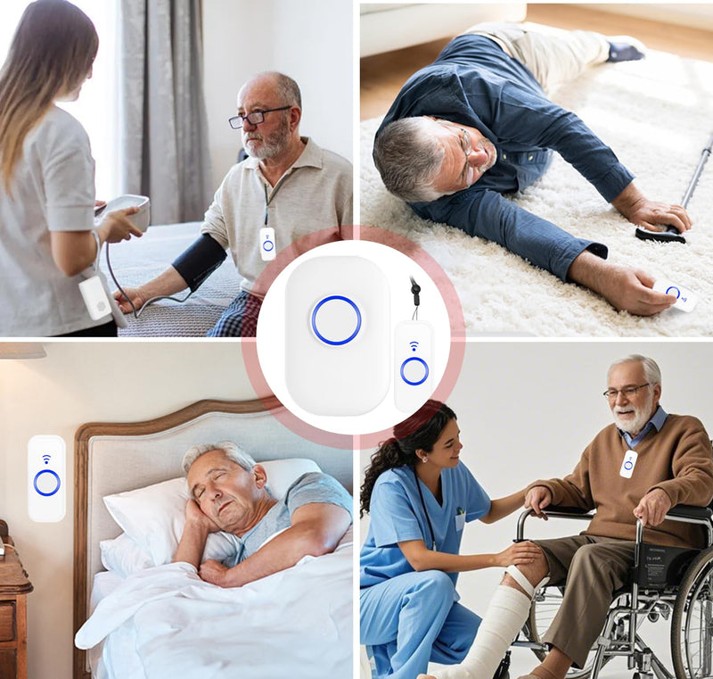 [Australia - AusPower] - WiFi Wireless Caregiver Pager Call Button for Elderly at Home, App Control Medical Alert System for Seniors Patients Disabled Monitoring, Home Nursing Care Facility Use (Only Supports 2.4GHz WiFi) 2Call Buttons + 1 Receivers 