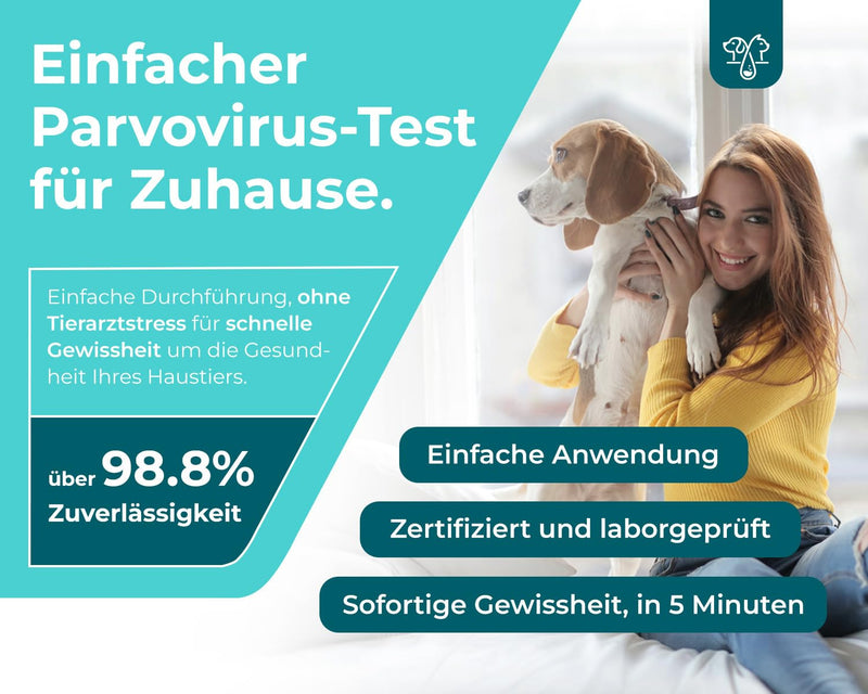The Home Pet Lab 2 x Parvo Quick Test Dog & Cat - Parvovirus Test Reliable for Cat Disease Suspected (CPV, FPV) - For Dogs & Cats for Parvovirosis (2 x Test)
