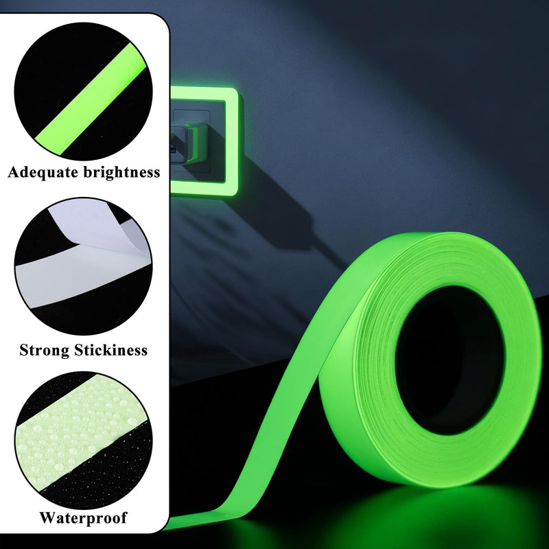 Glow in The Dark Tape High Visibility Glow Tape Fluorescent Luminous Reflective Tapes for Stage Stair Dark Areas Safety Marking, 33 Feet x 0.6 Inch