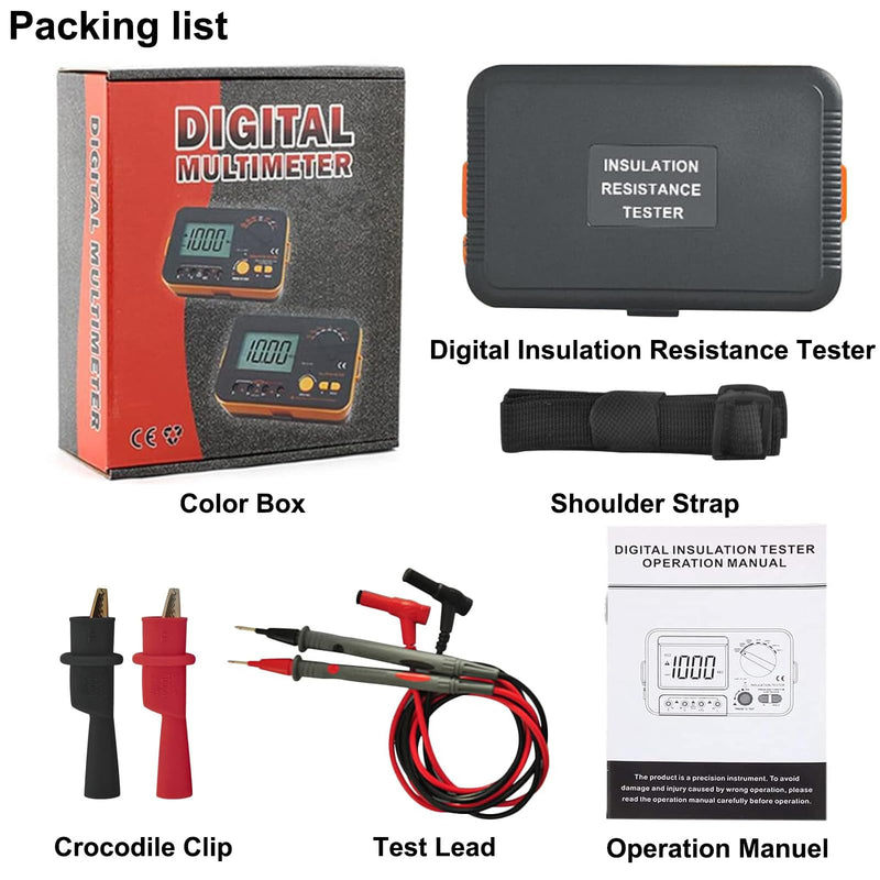 [Australia - AusPower] - Digital Insulation Resistance Tester VICI VC60B+ Megohm Meter DC250/500/1000V AC750V Double Alarm Backlight LCD Display&Data Hold OHM Meter DCV ACV Megohmmeter 