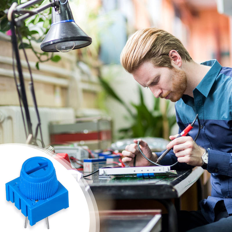 [Australia - AusPower] - 10K Ohm Trim Potentiometer Breadboard Trim Potentiometer Kit with Knob Variable Resistors Trimmer Potentiometer Assortment Kit Compatible with Arduino, Blue (12 Pieces) 12 