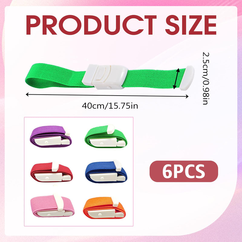 Pack of 6 Storage Hose, 6 Colors Compression Hose, Highly Flexible Tourniquets, Vein Congestion, Professional Storage Hose, Blood Removal with Buckle for Camping, Hiking, Medical Emergencies, First