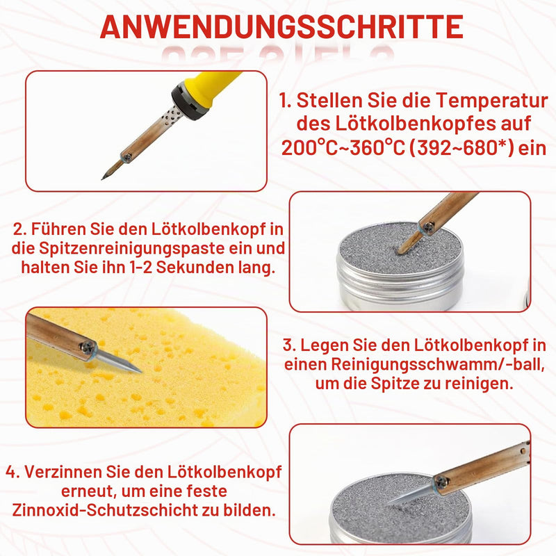 1 x Soldering Tip Cleaner, Soldering Tips Reactivator, Lead-Free, with 2 mm x 1.5 m Desoldering Wire, Gently Removes the Oxide Layer, Easy to Use, Small and Portable (30 G)