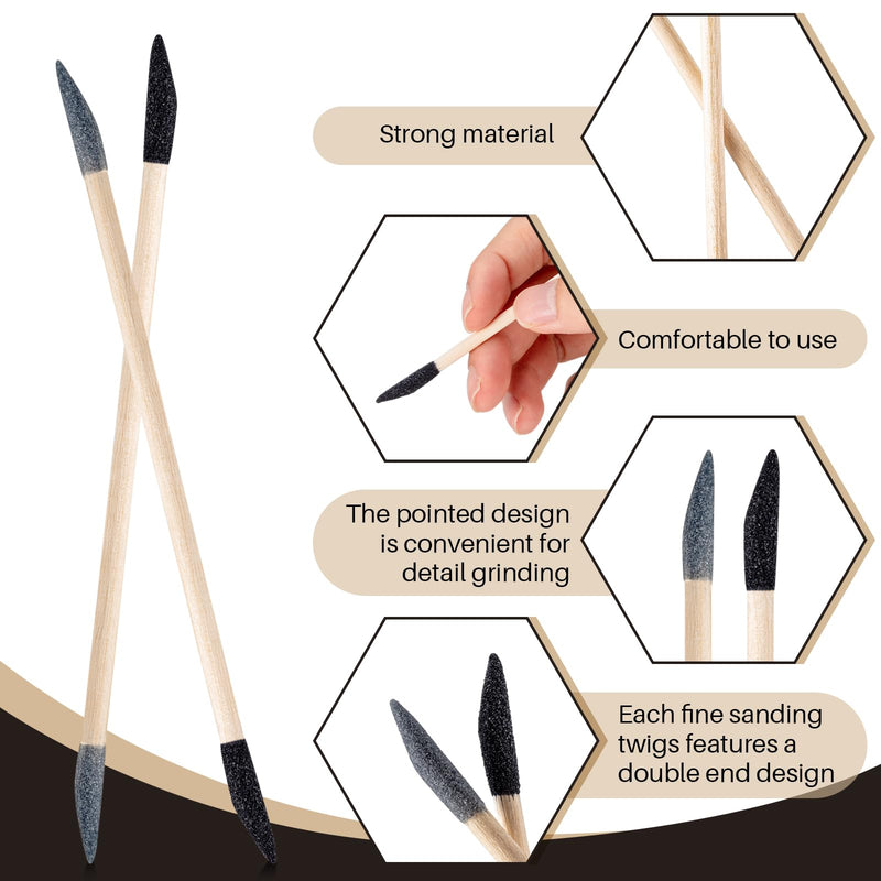 [Australia - AusPower] - 60 Pcs Sanding Sticks Double End Matchsticks Sanding Twigs Fine Detailing Polishing Sticks for Plastic Models Wood Hobby, 120/280 Grit, 5.4 x 0.3 Inch 60 