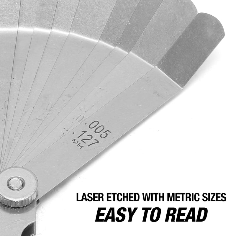 [Australia - AusPower] - OEMTOOLS 25349 Offset Feeler Gauge with 16 Blades | Automotive Repair, Machining, and Woodworking Tool for Exactly Measuring the Gaps Between Two Parts | Rust Resistant 16 piece metric and SAE 