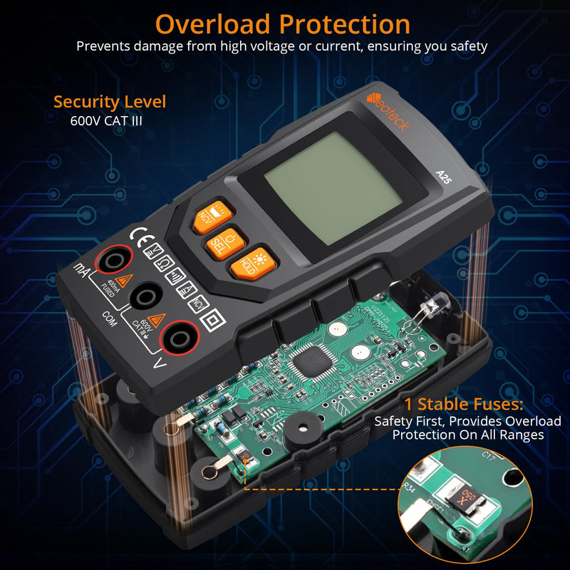 [Australia - AusPower] - Neoteck Professional Electrical Kit: 3-in-1 Multimeter with Phase Sequence Detection & Smart Multimeter, 6000 & 4000 Counts, AC/DC Voltage/Current, Resistance, Continuity, Capacitance, NCV, Data Hold 