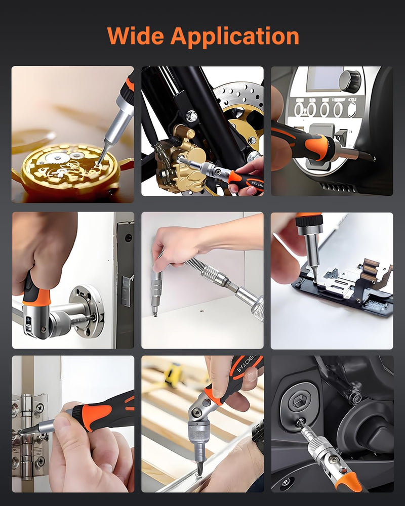 Ratcheting Screwdriver Set, 68 in 1 Socket Set & Magnetic Screwdriver Bit Set with Rotatable Ratchet Handles, Extensions Bar and Storage Case for Phone, Computer, Bike, Car, Electronics Maintenance 68 PCS Orange