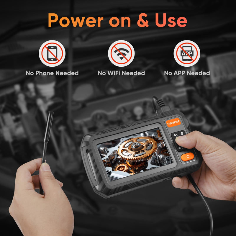 [Australia - AusPower] - Endoscope Camera with Photo Video Recording, 1080P Borescope Camera with Light, Industrial Inspection Camera, Waterproof Snake Camera, Car Engine Borescope with 4.3" Screen, 16.4FT Semi-Rigid Cord 