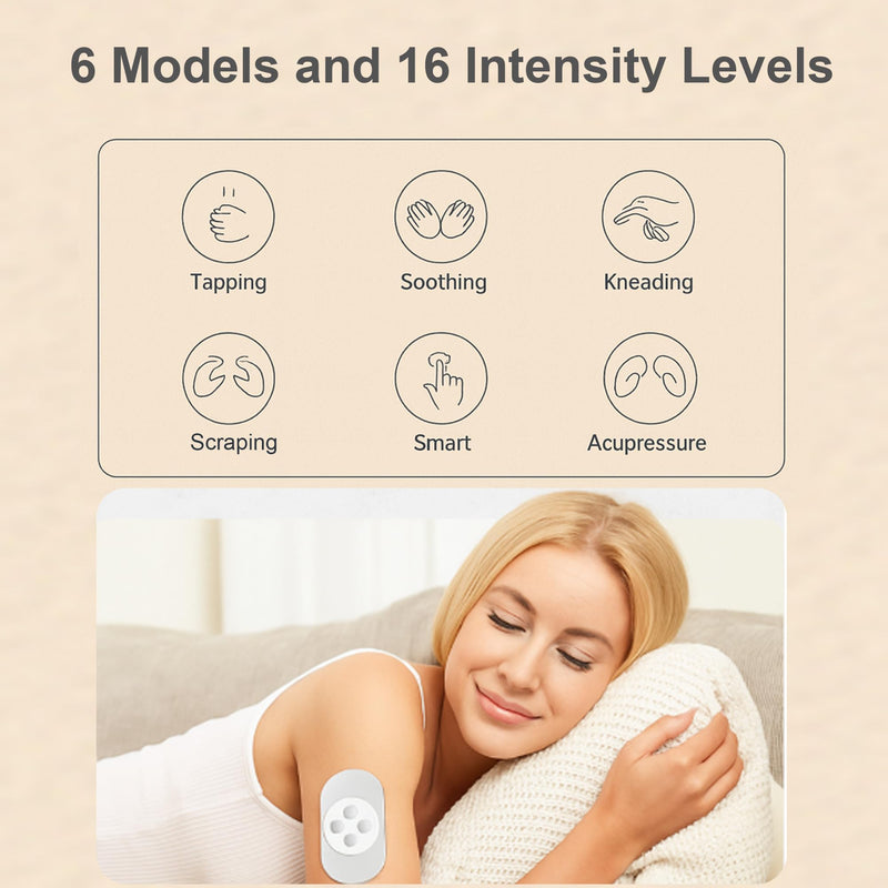 Portable Wireless TENS Unit Muscle Stimulator - 6 Modes 16 Intensity Levels, Dual Channel TENS Machine,Reusable Pads,LED Display & Remote Control,Charging Case Included Replacement Pads Available