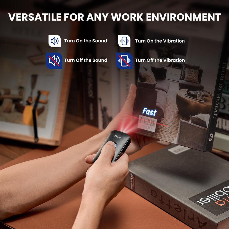 Eyoyo 1D Mini Bluetooth Barcode Scanner, 3-in-1 USB Wired & Bluetooth & 2.4G Wireless Barcode Reader Portable Bar Code Scanning Work with Tablets or Computers, Windows, Android, iOS