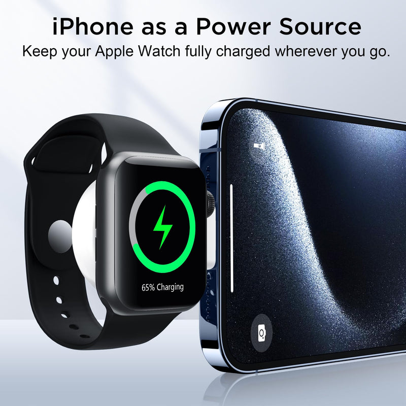 [Australia - AusPower] - 𝟐𝟎𝟐𝟒 𝐔𝐩𝐠𝐫𝐚𝐝𝐞 for Apple Watch Charger,Magnetic Portable iWatch Charger USB C&USB A Fast Wireless Charging Travel Battery Charger for iWatch Ultra2/Ultra/SE2/SE Series 9/8/7/6/5/4/3/2/1 AA-White 
