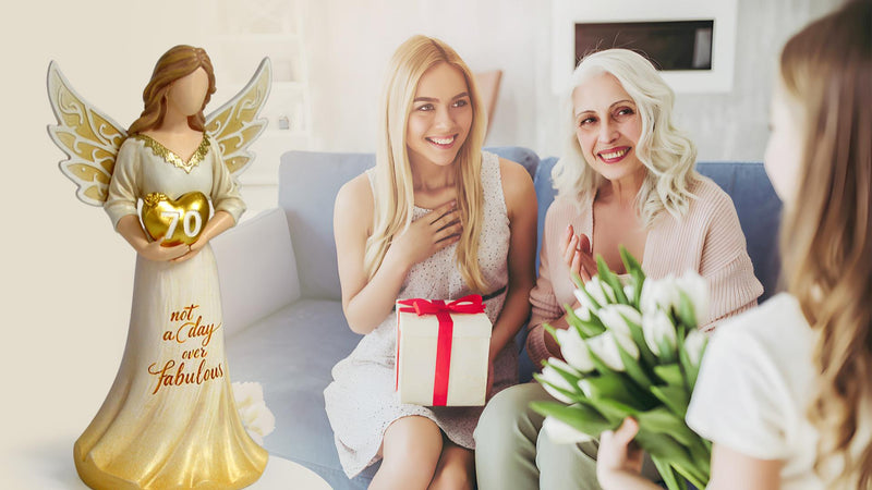 70th Birthday Gifts for Women, Hand-Painted Resin Figurine Décor 70th Birthday Gifts