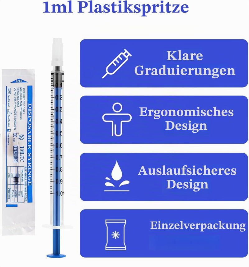 Pack of 60 1 ml Colostrum Syringe with Caps Without Needle Plastic Syringe 1ml