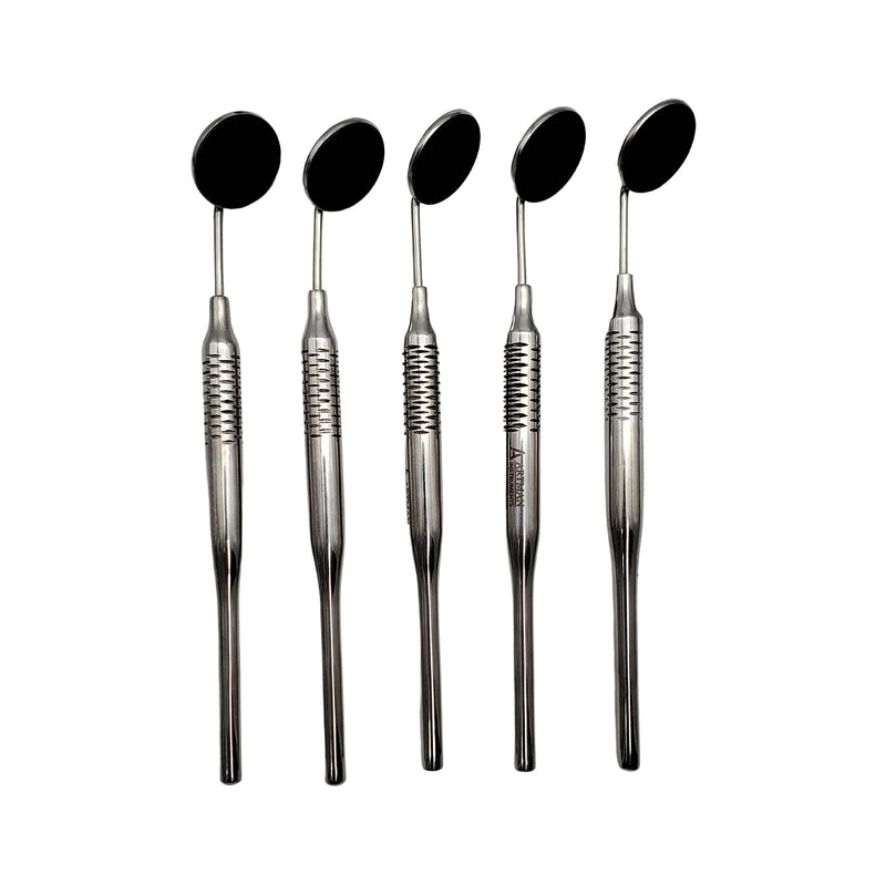 [Australia - AusPower] - Dental Mirrors Set of 5 Chrome Plated Thick Handle Tools for Teeth Cleaning Inspection, Oral Hygiene Mouth Mirror for Daily Use by Artman Instruments (Chrome) 