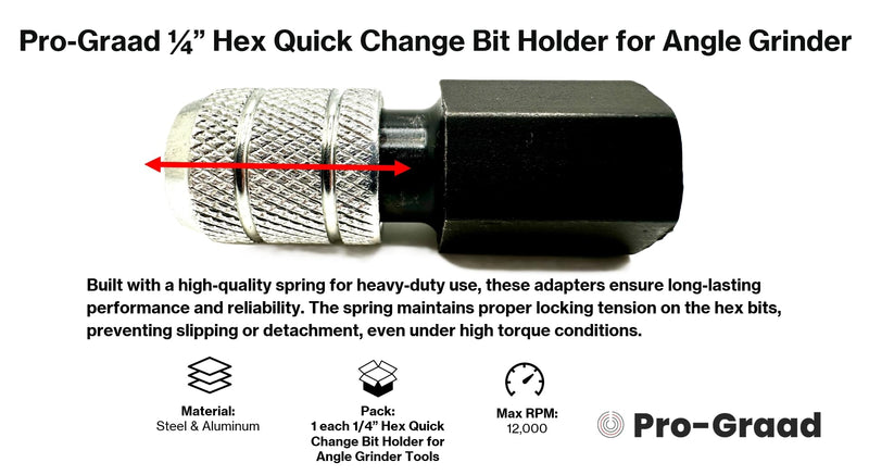 [Australia - AusPower] - 1/4” Hex Shank Converter, Quick Change Bit Holder for 5/8-11 Angle Grinders, Upgrade Accessory, Adapter for Mushroom Log Inoculation Hex Drill Bits, Pack of 1 1/4" Hex Shank Adapter for Angle Grinders 