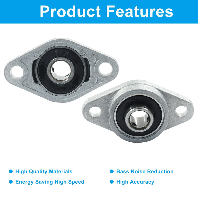 [Australia - AusPower] - 4 Pcs KFL08 Flanged Pillow Block Bearings, 8 mm Bore Self-Alignment Zinc Alloy Flange Mounted Bearings 4 