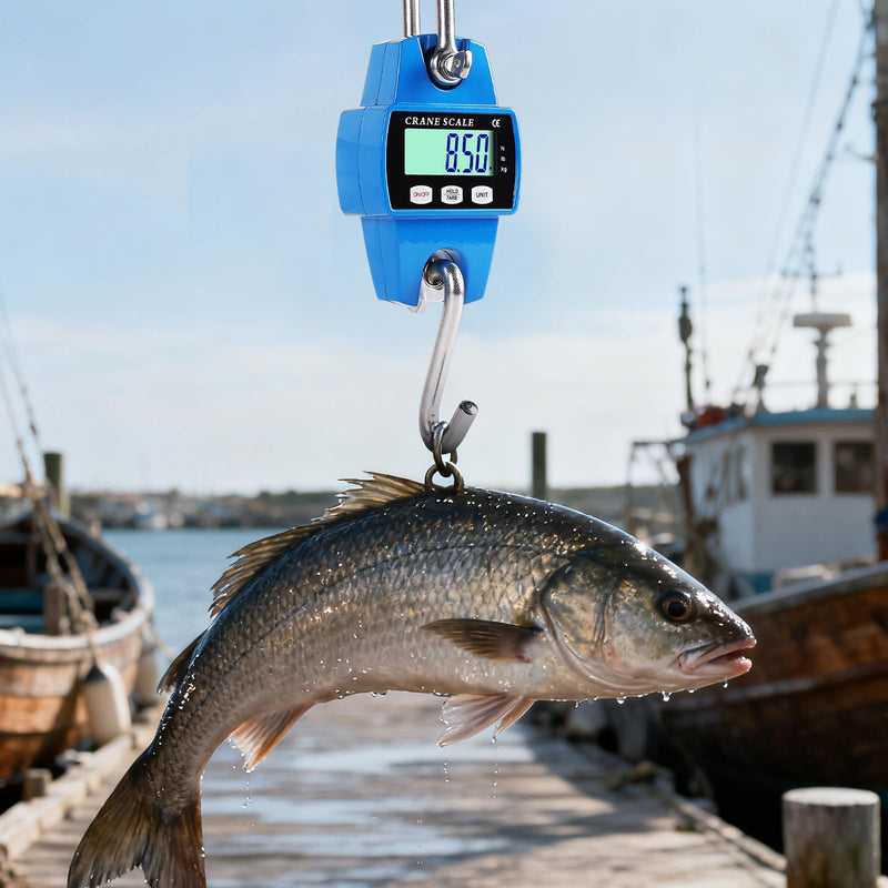 EFUTURETIME Digital Hanging Scales 300KG Crane Scale Aluminum Blue | Precision and Portability Game Scale Hook Scale for Hunting Fishing Farm Factory Wharf Weighing Steel Raw Materials
