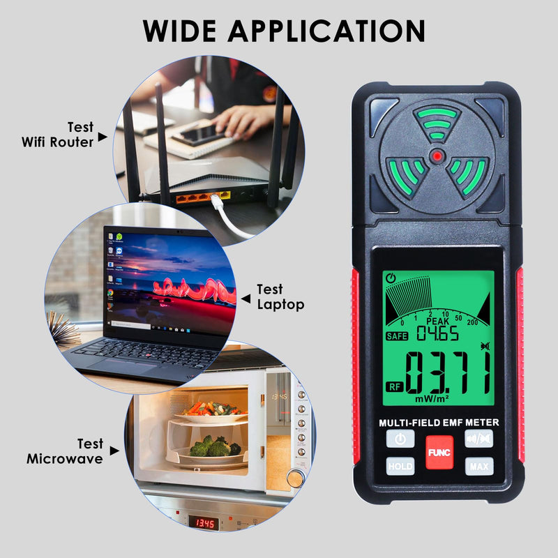 [Australia - AusPower] - EMF Meter Radiation Detector Digital Electromagnetic Fields Handheld EF/MF/RF Electromagnetic Radiation Meter with LCD Alarm EMF Inspections for Home, Office, Outdoor EF/RF/MF (EMF meter) 