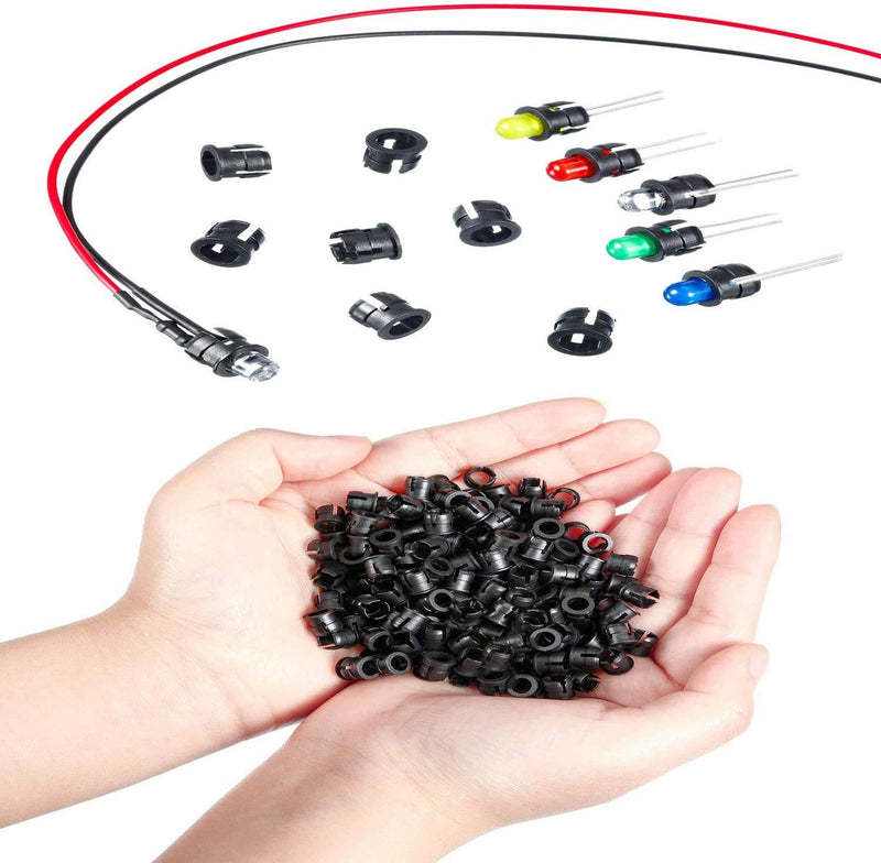RUNCCI-YUN 50 x 5 mm LEDs, 12 V pre-wired light, pre-wired LED, diode light, 20 cm pre-wired light, red, yellow, green, blue-white, 50 x 5 mm LED mounting rings, 9 V battery connection