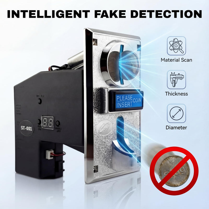 Sintron ST-001 Advanced 8-Channel Coin Acceptor Validator - Programmable Multi-Coin Selector for Automation Systems, Vending, Massage Chairs, Arcade & DIY - Works with Arduino (Pulse/Serial)