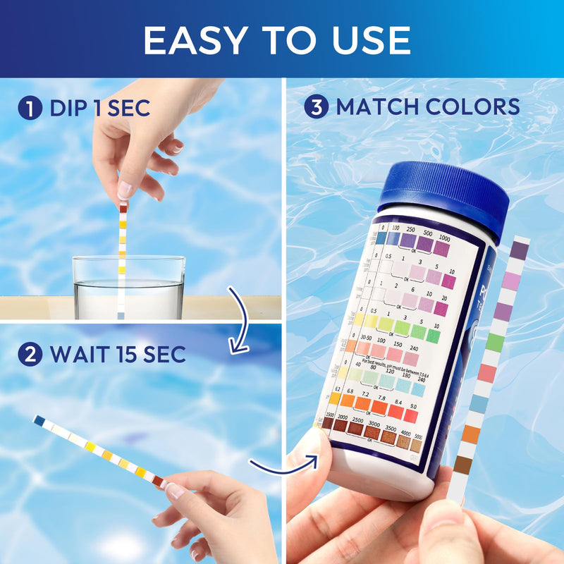 [Australia - AusPower] - 8 in 1 Pool Test Strips, 150 Strips Professional Water Test Kits for Hot tub & Spa, Accurate Test Bromine, Total Alkalinity, PH, Free Chlorine, Total Hardness, Total Chlorine, Cyanuric Acid and Salt 8 in 1 Pool Test Strips 