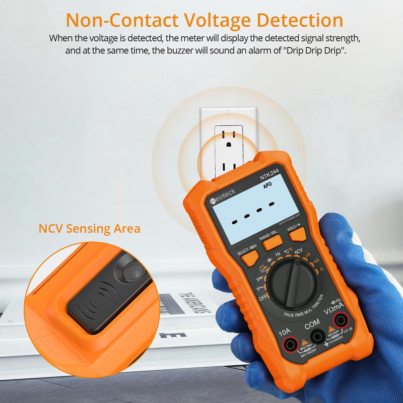 [Australia - AusPower] - Neoteck Professional Electricial Kit: Non-Contact Voltage Tester Pen & 6000 Counts TRMS Digital Multimeter AC/DC Voltage, Current, NCV, LED Flashlight, Buzzer Alarm 