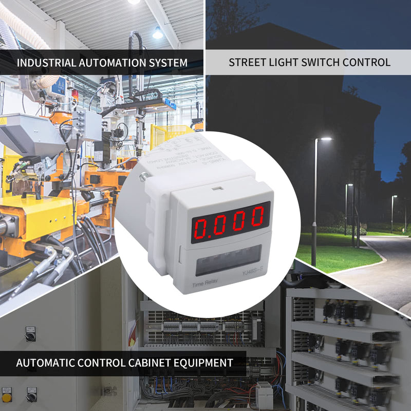 APIELE 110V AC Timer Relay Digital Display 0.1S-99H Delay Time Relay 8 Pin with Base Socket DIN Rail Mount YJ48S-S