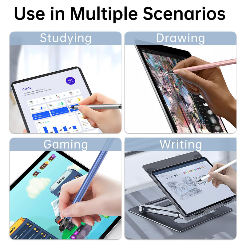 [Australia - AusPower] - Stylus (5 Pcs), 2-in-1 Stylus Pen for Touch Screen, High Precision and Sensitivity, Suitable for iPhone/ipad/Android Tablets, Compatible with All Touch Screens (Black/White/Blue/Rose Gold/Silver) Silver/Blue/Rose Gold/White/Black 