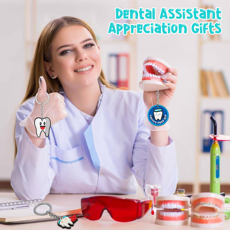 [Australia - AusPower] - 28Pcs Tooth Keychain Dental, Dental Assistant Gifts Tooth Shape Keychain, Dental Gift for Dental Students Office Staffs Dental Assistants(14 Styles) 