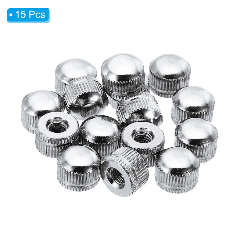[Australia - AusPower] - PATIKIL M6x11x14 Cap Nut, 15 Pcs Acorn Nut Screw Knob Cap Insert Bolt Cover Female Thread Knurled Decorative Hardware Fittings Light Fixtures, Silver Tone M6 