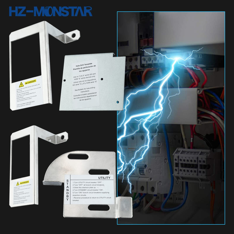Generator Interlock Kit, Outdoor and Indoor Main Circuit Breaker Kit Compatible with QOCGK2C QO or HOMCGK2C Homeline, Rated 150A-225A Main Breaker Load Centers Main Breaker Interlock Kit