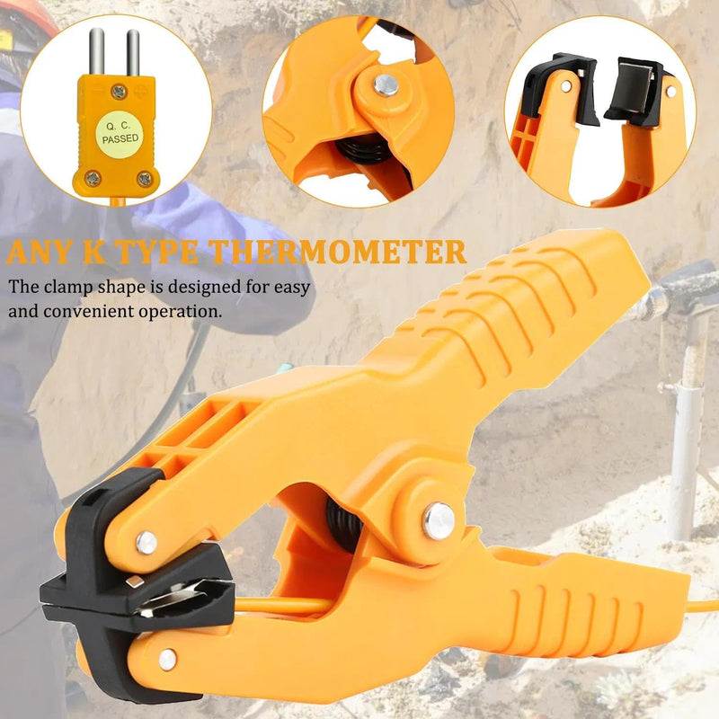 [Australia - AusPower] - 2Pcs HVAC Temperature Clamp, K-Type Thermocouple Pipe Clamp, Pipe Temperature Probe for Multimeter/HVAC, Measure Range -40°F to 392°F 2 pcs Temperature Clamp 